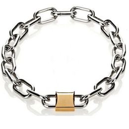 Cool Punk Gothic Men Women Unisex Chain Padlock Lock Choker Metal Link Chains Collar Necklace 231225