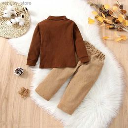 Clothing Sets 2022-08-26 0-5Years Toddler Kids Boys 2Pcs Outfits Solid Knitted Turtleneck Long Sleeve Top Corduroy Pants