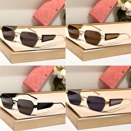 Sunglasses For Woman Man Designer Miu Sunglass Original Box Polarised Driving Outdoor Pilot Metal Frame Glasses 53W