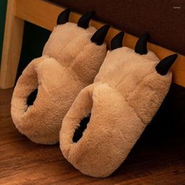 Slippers Winter Couple Home Cotton Shoes Cute Paws Plush Warm Indoor Silent Cloth Sole Anti-slip House Boots Soft Furry