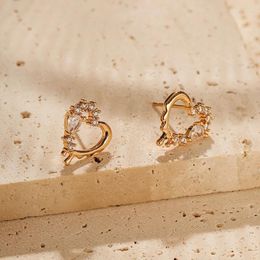 Stud Earrings Luxury High Quality Copper-Plated 18k Real Gold Sweet Love Design Simple Ins For Women Jewellery Gift Wholesale