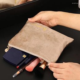 Cosmetic Bags Ladies Bag Portable Zipper Lipstick Organiser Fashion Solid Colour Clutch Pouch Velvet Makeup