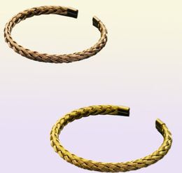 316l Stainless Steel ed Chain Cable Wire Bracelets Men Gold Color Open Cuff Bracelets Bangles Men Jewelry2180804