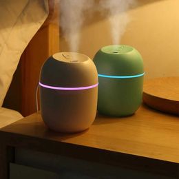 Humidifiers 220ML Mini Air Humidifier USB Mute Essential Oil Diffuser Portable Large Spray Car Mist Maker with LED Night Lamp Diffuser