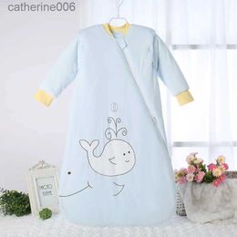 Sleeping Bags Autumn Winter Baby Sleeping Bag Cartoon Style One-piece Anti Kick Quilt Sleeping Bag Zip Design Soft Breathable Cotton PajamasL231225