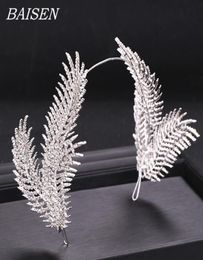 Rhinestone Feather Tiara Hairband Bridal Head Jewelry Wedding Bride Tiaras Crown Wedding Hair Accessorie Headpieces Y2008073661552