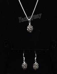 Fashion Rhinestone Jewellery Set Hematite Disco Ball Pendant Earrings And Necklace For Women 10 Sets Whole1791706