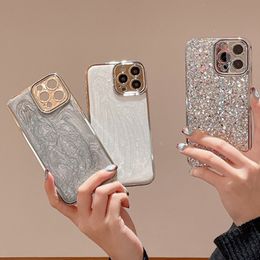 Luxury Bling Glitter Sequins Plating Lens Protective Soft Case For IPhone 15 Pro Max 14 Pro Max 13 12 Pro 11 Shockproof Cover 200pcs