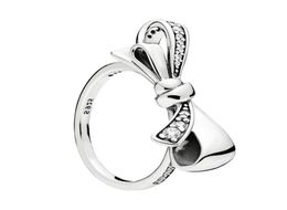 925 Sterling Silver Gorgeous bows RING Set Original Box for Luxury Fashion CZ Diamond Wedding Gift Ring8050763