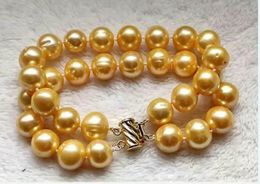 Bangle Stunning 2 rows AAA 1213mm natural South sea golden pearl bracelet 7.58" 14kp