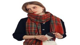 Scarves Visrover Winter Plaid Cashmere Woman Scarf Fashion Female Wool Handfeel Shawl Black White Wrap Check Stole Blanket 2209297249141