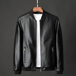 Plus Size 8XL 7XL Winter Leather Jacket Coat Men Bomber Motorcycle PU Jacket Causal Vintage Black Biker Pocket Zipper Jackets 231225