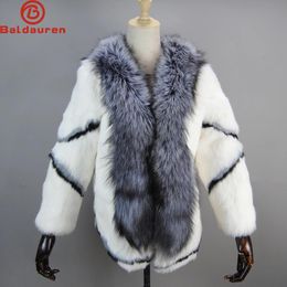 Jackets 2023 Fashion Winter Women Real Fox Fur Coats Skin Real Rabbit Fur Inner Warm Jackets with Real Fox Fur Collar Ladies Outerwear