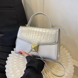Evening Bags Designer Luxury Soft Top-Handle Tote Women Gold Silver Alligator Leather Handbag Girl Brand Small Square Shoulder Crossbody