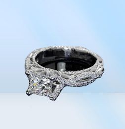 Women vintage ring Handmade Princess cut 2ct Diamond 925 Sterling silver Engagement Wedding Band Ring for women1100160