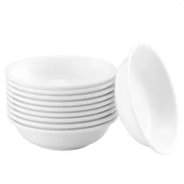 Plates 10pcs Reuseable Sauce Dishes Dipping Bowls Round Soy Set Serving For Restaurant Home ( White )