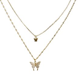 Fashion Designers CIAXY Stamp Butterfly Necklace for Women Double Layer Clavicle Chain Shiny CZ Necklace Dainty Gifts Silver Color1611948