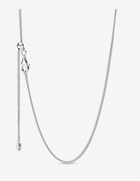 Adjustable 100 925 Sterling Silver Classic Curb Chain Necklace With Sliding Clasp Fit European Pendants and Charms Fine Women Jew5146321