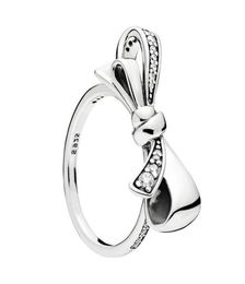 925 Sterling Silver Gorgeous bows RING Set Original Box for Luxury Fashion CZ Diamond Wedding Gift Ring3363147