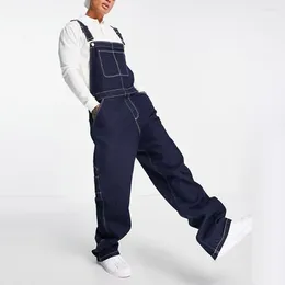 Men's Jeans Man Shoulder Strap Multi Pocket Torn Jumpsuit Streetwear Large Size Long For Men Clothing