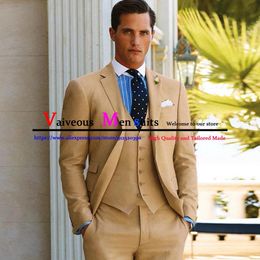 Jackets Vintage Men Suit 3 Pcs Tuxedo Peak Lapel Groomsmen Wedding Suits Set Casual Men Business Blazer Jacket+pants+vest Tre De Novio