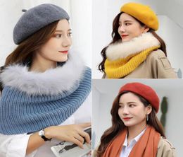 12 Colours Womens Cashmere Beret High Grade Solid Beanie Painter Cap Bonnet Caps Stretchy Flat Hat Stylish Trilby Winter Warm Outdo4668841