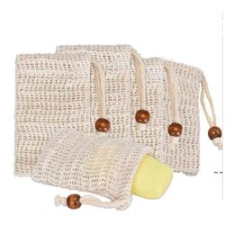 Bath Brushes Sponges Scrubbers Soap Exfoliating Bags Natural Ramie Bag Mesh With Dstring For Foaming And Drying The Jn08 Drop Del Dhqbs
