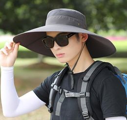 2018 New Men Solid Bucket Hat Large Wide Brim Military Hats Chin Strap Fishing Cap Jungle Hunting Caps Sun Protection2816008