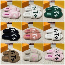 Famous Designer Sandals Women Home Fur Fluffy Sippers Winter Indoor House Slipper Slides Black And White Furry Fuzzy Sliders Ladies Flat Mule Pool Sandels 01