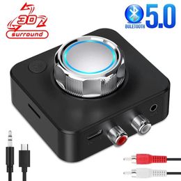 Connectors Bluetooth 5.0 Receiver 3d Music Tf Card Rca 3.5mm 3.5 Aux Jack Stereo Wireless Audio Adapter for Car Speaker Amplifier Headphone