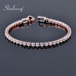 Beaded Strands SINLEERY 16CM Round Cubic Zirconia Tennis Bracelet For Women Rose Gold Colour Bridal Wedding Jewellery SL059 SSB3148