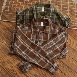 Men's Casual Shirts Autumn And Winter Heavy Chunky Wool Vintage Fashion Plaid Shirt Thick Cotton Coat