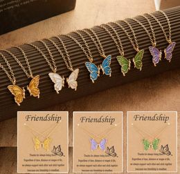 Selling Painted Butterfly Necklace Friendship Graduation Commemorative Necklace Twopiece Paper Card Necklaces3016479
