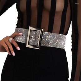 Belts Xingqing Diamond Belt Y2k Aesthetic Women Fashion Metal Needle Buckle Wide Waist For Pants Jeans Dress Accessories