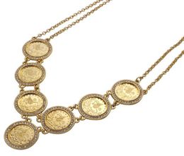 Pendant Necklaces Zkd 55 Cm Turkey Coins Arab Crystal Islam Muslim Necklace Turks Africa Party Jewerly2515798