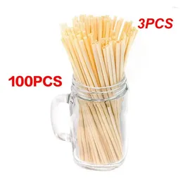 Drinking Straws 3PCS Set Natural Bamboo Reusable Eco-Friendly Party Bar Kitchen Clean Brush For Drop Wholesale