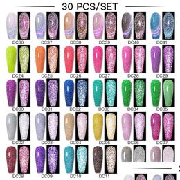 Nail Art Kits Mtssii 24/30Pcs Colour Gel Polish Set Reflective Glitter Soak Off Uv Semi Permanent Base Top Coat Kitsnail Drop Delivery Dhsj1