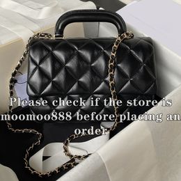 12A All-New Mirror Quality Designer Small Handle Flap Bag Womens Luxurys Handbags Genuine Leather Quilted Black Purse Crossbody Shoulder Gold Chain Strap Box Bags
