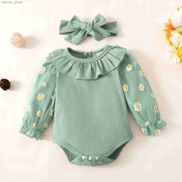 Clothing Sets 3Pcs Baby Girls Fall Outfit Print Long Sleeve Romper + Belted Pants + Headband Set for Toddlers Months Clothes