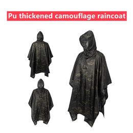 Jackets 3 in 1 Outdoor Camo Military Emergency Waterproof Hoodedraincoat for Adult Men & Women Motorcycle Rain Poncho Picnic Mat