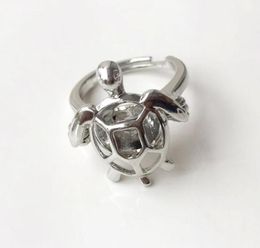 Cage Ring Can Open And Hold 8mm Pearl Crystal Gem Bead Cage Ring Mounting 18kgp Adjustable Size Turtle Ring7444731