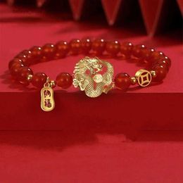 Anhänger Halsketten Lucky Zodiac Jade Dragon Armband für Frauen handgemachte rote Seil Reichtum Armbänder Liebhaber Schmuck Freund 2024 Neujahr GeburtstagsgeschenkL231225