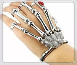 Finger Nail Rings Knuckle Ring Silver Cool Punk Bracelet Jewellery With Gemstone Hipa Skeleton Hand Bone Talon Claw Skull Bracel6284840