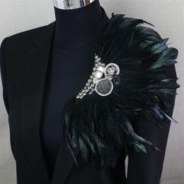 Pins Brooches Boutonniere Clips Collar Brooch Pin Wedding Bussiness Suits Banquet Black Feather Anchor Flower Corsage Party Bar S318e