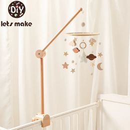 Let's Make Baby Wooden Bed Bell 360 Degree Rotating Bracket 0-12 Months Mobile Hanging Toy Baby Crib Mobile Bed Bracket Kid Gift 231225