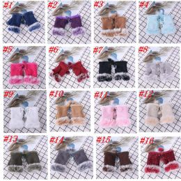 20 Colours Fashion Winter Warm Girl Leather Rabbit Fur Gloves Warm Winter Fingerless Gloves Colourful Christmas Gifts ZZA1415 LL