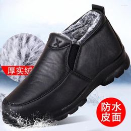 Boots Shoes For Men 2023 Winter Fashion Non-slip Cotton Men's Thickened Leather Waterproof Casual Snow Zapatillas Hombre