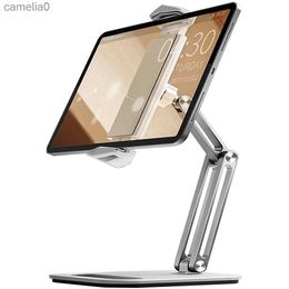 Tablet PC Stands New Foldable Tablet Stand Three Shaft Design Multi Angle Adjustable Tablet port Desktop Aluminium Hands Free Cell Phone HolderL231225