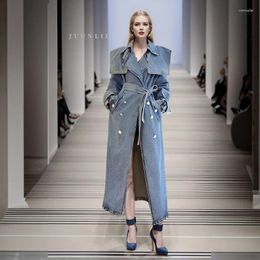 Women's Trench Coats This Year's Long Jeans Coat Ladies Fall 2023 Style Light Luxury Retro European Overcoat