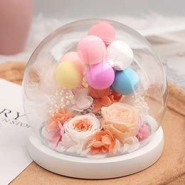 Eternal Flower Glass Creative Confession Balloon Rose Micro Landscape Display Cover Decoration Valentine's Day Gift 12cm*12cm